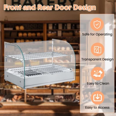 Food Warmer Display, 22" Commercial Pizza Warmer - 2-Tier Electric Countertop With Glass Door For Restaurant 9 Food Warmer Display, 22" Commercial Pizza Warmer - 2-Tier Electric Countertop With Glass Door For Restaurant - Image 7