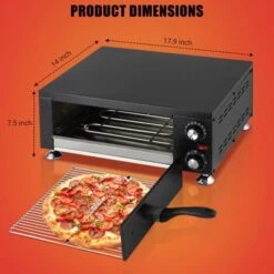 1100W Countertop Electric Pizza Oven,Stainless Steel Pizza Oven Maker With Timer & Removable Tray For Home, Kitchen & Restaurant