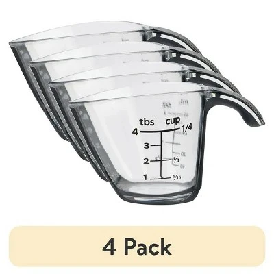 (4 Pack) 1/4C Plastic Mini Measuring Cup, Black/Transparent 8 (4 Pack) 1/4C Plastic Mini Measuring Cup, Black/Transparent - Image 6