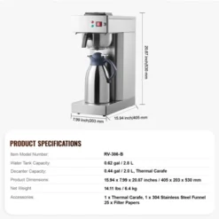 VEVOR 12 Cups Commercial Drip Coffee Maker, Coffee Maker Machine With Thermal Carafe To Keep Warm Or Cold, Stainless Steel Pour Over Coffee Brewer -Target KitchenAid GUEST 25cbdf66 e06b 4013 b865 905663f63ffb