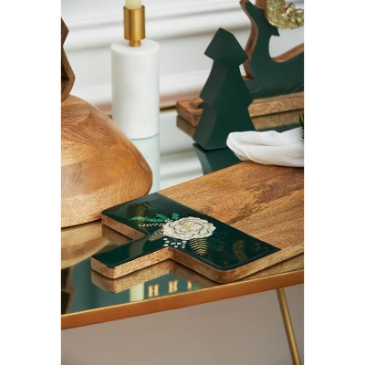 Gallerie II Happy Holiday Poinsettia Mango Wood Tray 3 Gallerie II Happy Holiday Poinsettia Mango Wood Tray