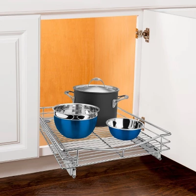 Lynk Professional 17" X 21" Slide Out Cabinet Organizer - Pull Out Under Cabinet Sliding Shelf: Chrome-Plated Kitchen Storage 3 Lynk Professional 17" X 21" Slide Out Cabinet Organizer - Pull Out Under Cabinet Sliding Shelf: Chrome-Plated Kitchen Storage