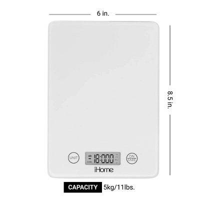 IHome 11lb Glass Kitchen Food Scale 3 IHome 11lb Glass Kitchen Food Scale