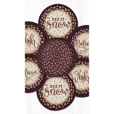 Earth Rugs Holiday Festive Round Trivets In Basket – Farmhouse Rustic Dining Set 4 Earth Rugs Holiday Festive Round Trivets In Basket – Farmhouse Rustic Dining Set - Image 2