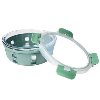 Lexi Home 32 Oz. Round Glass Food Storage Container With Snap-Lock Lid & Sage Silicone Sleeve 3 Lexi Home 32 Oz. Round Glass Food Storage Container With Snap-Lock Lid & Sage Silicone Sleeve