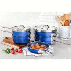 Granitestone Blue 15 Piece Stackmaster Nonstick Cookware Set With Glass Lids -Target KitchenAid GUEST 273c5f39 4ce0 4431 b420 e9cc8e93e807