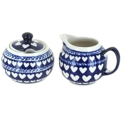 Blue Rose Polish Pottery 694-711 Zaklady Cream & Sugar Set 18 Blue Rose Polish Pottery 694-711 Zaklady Cream & Sugar Set - Image 16