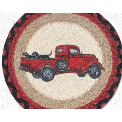 Earth Rugs Lab Pickup Printed Round Trivet – 10"x10" Braided Jute Hot Pad With Vintage Truck & Dog, Farmhouse Rustic Decor 4 Earth Rugs Lab Pickup Printed Round Trivet – 10"x10" Braided Jute Hot Pad With Vintage Truck & Dog, Farmhouse Rustic Decor - Image 2