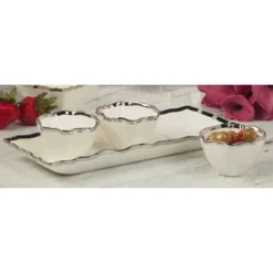 Certified International 4pc Regency Tray And Condiment Bowls Silver