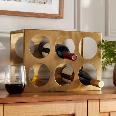 6 Bottles Delavan Collection Metal Stand Wine Rack Gold - Threshold™ 3 6 Bottles Delavan Collection Metal Stand Wine Rack Gold - Threshold™