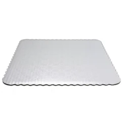 O'Creme White Scalloped Corrugated Square Cake Board, 9", Pack Of 10