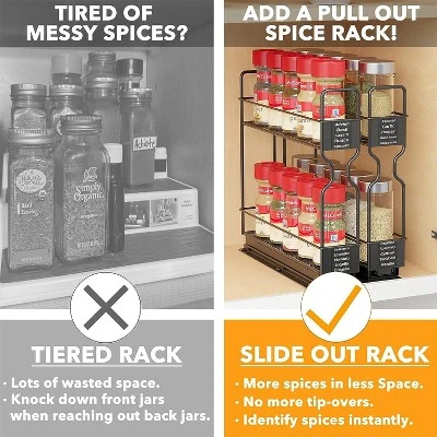 Pull Out Spice Rack Organizer(no Jars Included) For Cabinet,with Labels,2 Drawers 2-Tier 4 Pull Out Spice Rack Organizer(no Jars Included) For Cabinet,with Labels,2 Drawers 2-Tier - Image 2