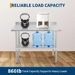 Acekool 24x48 Inch Stainless Steel Prep Table With Backsplash, Adjustable Open Shelf, Easy Clean Surface, Heavy Duty Kitchen Workstation -Target KitchenAid GUEST 298885d8 6225 40ab 9ee6 a857d007559c