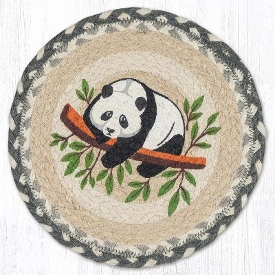 Earth Rugs Giant Panda Printed Round Jute Trivet – 10" Rustic Table Protector 3 Earth Rugs Giant Panda Printed Round Jute Trivet – 10" Rustic Table Protector