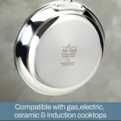 All-Clad Copper Core 5-Ply Stainless Steel Cookware Set, 5 Piece, Induction, Oven Broiler Safe 600F,Silver Sliver