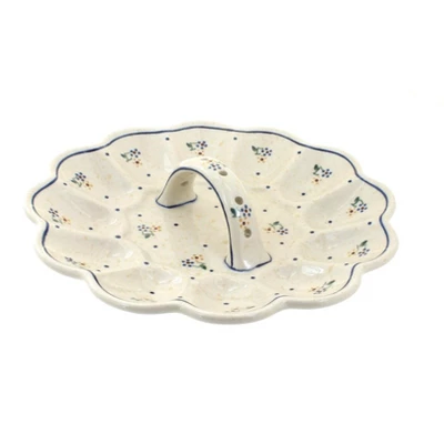 Blue Rose Polish Pottery 1559 Zaklady Egg Plate 3 Blue Rose Polish Pottery 1559 Zaklady Egg Plate