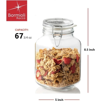 Bormioli Rocco Fido Glass Jar - 67.75 Oz Large Airtight Containers With Clamp Lids & Rubber Seals, BPA-Free Italian Jar - (Set Of 2) 3 Bormioli Rocco Fido Glass Jar - 67.75 Oz Large Airtight Containers With Clamp Lids & Rubber Seals, BPA-Free Italian Jar - (Set Of 2)