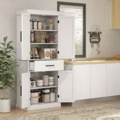 Yukimo Kitchen Tall Cabinet, 72" Freestanding Pantry Storage With Barn Doors, 5 Adjustable Shelves, White -Target KitchenAid GUEST 2a5802d9 7374 416c ab71 a002c0af2f19