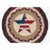 Earth Rugs Americana Star Jute Trivet – 10"x10" Round Braided Hot Pad, Hand-Stenciled Red White Blue Patriotic Design