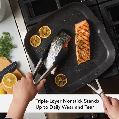 KitchenAid Hard-Anodized Induction 11.25" Nonstick Square Grill Pan: Gas & Induction Compatible, Oven-Safe, Matte Black 4 KitchenAid Hard-Anodized Induction 11.25" Nonstick Square Grill Pan: Gas & Induction Compatible, Oven-Safe, Matte Black - Image 2