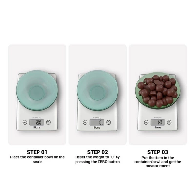 IHome 11lb Glass Kitchen Food Scale 4 IHome 11lb Glass Kitchen Food Scale - Image 2