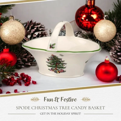 Spode Christmas Tree Candy Basket, 5.75-Inch Candy Bowl With Handle, Fine Earthenware Christmas Gift, Festive Holiday Serveware & Holiday Display Bowl 3 Spode Christmas Tree Candy Basket, 5.75-Inch Candy Bowl With Handle, Fine Earthenware Christmas Gift, Festive Holiday Serveware & Holiday Display Bowl