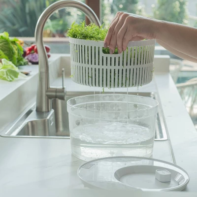 OU Salad Spinner Clear 5.8 Qt - Large Vegetable Washer, Lettuce Dryer With Bowl, Lid & Storage Container, BPA Free, Easy Spin & Drain 4 OU Salad Spinner Clear 5.8 Qt - Large Vegetable Washer, Lettuce Dryer With Bowl, Lid & Storage Container, BPA Free, Easy Spin & Drain - Image 2