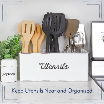AuldHome Design Large Enamelware Utensil Holder, White Farmhouse Cooking Caddy Or Spoons/Forks/Knives Storage For Countertop And Table 5 AuldHome Design Large Enamelware Utensil Holder, White Farmhouse Cooking Caddy Or Spoons/Forks/Knives Storage For Countertop And Table - Image 3