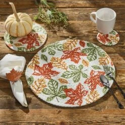 Park Designs Fall Leaves Printed Braided Trivet Set 8"