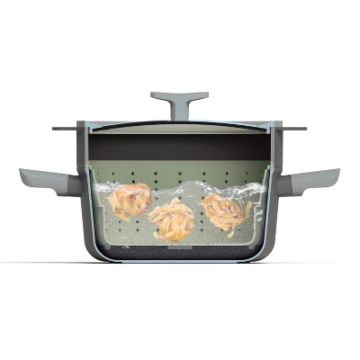 BergHOFF Balance Non-stick Silicone Collapsible Steamer Basket & Strainer 10", Recycled Material, Sage 7 BergHOFF Balance Non-stick Silicone Collapsible Steamer Basket & Strainer 10", Recycled Material, Sage - Image 5