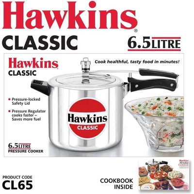 Hawkins Classic 6.5L Aluminum Pressure Cooker: Stovetop, Locking Lid, Cool Touch Handle, Hand Wash, Silver, 1-Year Warranty 3 Hawkins Classic 6.5L Aluminum Pressure Cooker: Stovetop, Locking Lid, Cool Touch Handle, Hand Wash, Silver, 1-Year Warranty