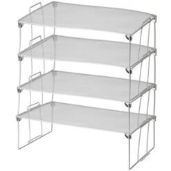YBM Home Stackable And Foldable Silver Steel Mesh Storage Rack Shelf, Pack O F 6