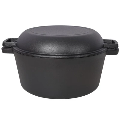 DSVIMOY 2-In-1 Dutch Oven With Dual Handles, 5 Quart Outdoor Camping Deep Pot With Pot Rack For Camping Fireplace Cooking, Black, 12.5"*10.2"*6.2" 6 DSVIMOY 2-In-1 Dutch Oven With Dual Handles, 5 Quart Outdoor Camping Deep Pot With Pot Rack For Camping Fireplace Cooking, Black, 12.5"*10.2"*6.2" - Image 4