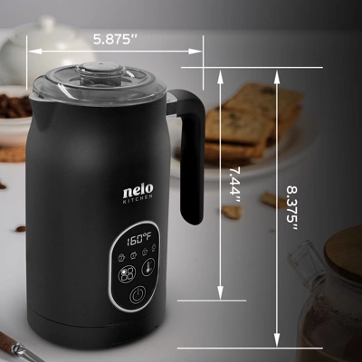 NELO Electric Milk Frother, 4 In 1 Digital, Steamer With Real-Time Temperature Control, Automatic Frother For Coffee, BPA Free Stainless Steel, Black 3 NELO Electric Milk Frother, 4 In 1 Digital, Steamer With Real-Time Temperature Control, Automatic Frother For Coffee, BPA Free Stainless Steel, Black
