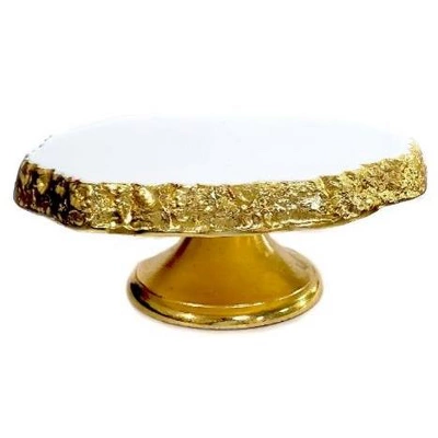 Classic Touch White Marble Cake Tray On Gold Stem 5 Classic Touch White Marble Cake Tray On Gold Stem - Image 3