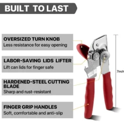 Manual Can Opener For Seniors, Heavy Duty With Comfort Grip & Magnet For Kitchen Camping