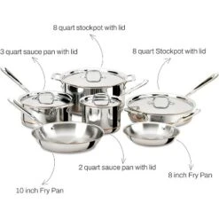 All-Clad Copper Core 5-Ply Stainless Steel Cookware Set 10 Piece Induction Oven Broiler Safe 600F Pots And Pans Silver Sliver -Target KitchenAid GUEST 31285c2a d342 43de b398 62fad908ccf5