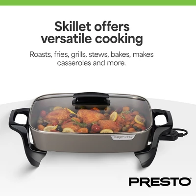 Presto 16" Electric Skillet, Nonstick Kitchen Appliance With Tempered Glass Lid, Gray 5 Presto 16" Electric Skillet, Nonstick Kitchen Appliance With Tempered Glass Lid, Gray - Image 3