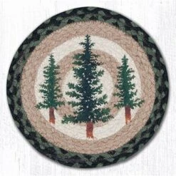 Earth Rugs Tall Timbers Printed Round Trivet – 10"x10" Braided Jute Forest Pine Tree Design For Rustic Cabin And Lodge Decor -Target KitchenAid GUEST 32074906 6b3a 451b abc5 fb46584d0b1a
