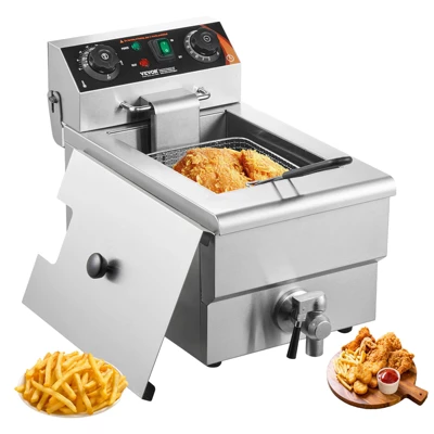 VEVOR Commercial Deep Fryer, 1500W Electric Countertop Fryer With Basket, 11.6Qt / 11L Stainless Steel Single Oil Fryer With Time & Temp Control 10 VEVOR Commercial Deep Fryer, 1500W Electric Countertop Fryer With Basket, 11.6Qt / 11L Stainless Steel Single Oil Fryer With Time & Temp Control - Image 8