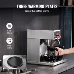 VEVOR 12 Cups Commercial Drip Coffee Maker, Coffee Maker Machine With 3 Glass Carafes And 3 Warmer Plates, Stainless Steel Pour Over Coffee Brewer -Target KitchenAid GUEST 326d7ab7 37ab 4b6a 85ea 3e59d9c45f82