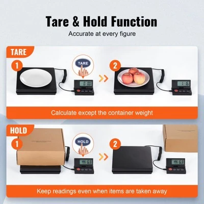 VEVOR Digital Shipping Scale, 110 Lbs X 0.07 Oz. Heavy Duty Postal Scale With Timer, Tare,Hold Function,90° Foldable LCD Screen Package Scale, Black 8 VEVOR Digital Shipping Scale, 110 Lbs X 0.07 Oz. Heavy Duty Postal Scale With Timer, Tare,Hold Function,90° Foldable LCD Screen Package Scale, Black - Image 6