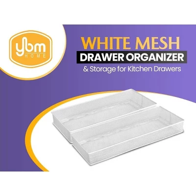 YBM Home Silver Mesh Drawer And Desk Organizer Tray, Pack Of 2 3 YBM Home Silver Mesh Drawer And Desk Organizer Tray, Pack Of 2
