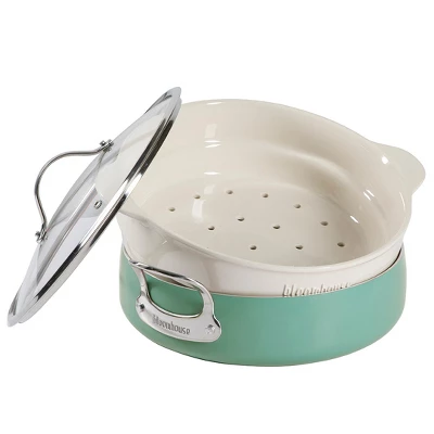 Bloomhouse 6-QT Aluminum Enamel Everyday Pan W/Non-Stick Non-Toxic Ceramic Interior And Ceramic Steamer Insert 10 Bloomhouse 6-QT Aluminum Enamel Everyday Pan W/Non-Stick Non-Toxic Ceramic Interior And Ceramic Steamer Insert - Image 8