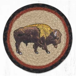 Earth Rugs Buffalo Printed Round Trivet – 10"x10" Braided Jute Hot Pad With Rustic Wildlife Design -Target KitchenAid GUEST 336ce4f7 2906 4d33 aea6 b286cc470ade