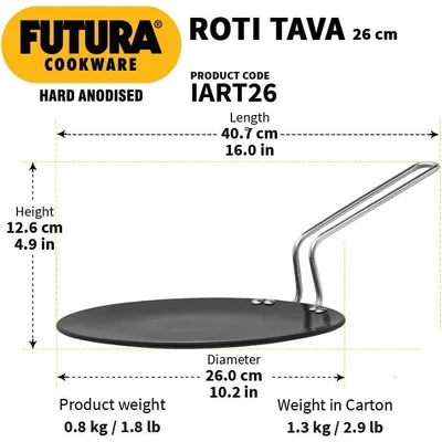 Hawkins Futura 10.25" Hard Anodized Concave Tava Griddle: Aluminum Surface, Induction & Gas Compatible, Hand Wash 4 Hawkins Futura 10.25" Hard Anodized Concave Tava Griddle: Aluminum Surface, Induction & Gas Compatible, Hand Wash - Image 2