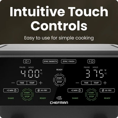 Chefman Dual Basket Digital Air Fryer Oven W/ Easy View Windows, 2 Independent 3 Qt Baskets - Black 8 Chefman Dual Basket Digital Air Fryer Oven W/ Easy View Windows, 2 Independent 3 Qt Baskets - Black - Image 6