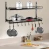 YIYIBYUS Hanging Pot Rack Wall Mounted 2 Tiers Pot And Pan Hanging Rack With 10 Hooks Kitchen Pan And Pot Hanger For Pot Storage Rack -Target KitchenAid GUEST 33b278a9 7796 445a bf08 e73cf2485d66