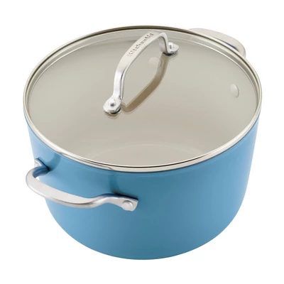 KitchenAid Hard Anodized 10pc Nonstick Ceramic Cookware Pots And Pans Set - Blue Velvet: Tempered Glass Lids, Stainless Steel Handles 8 KitchenAid Hard Anodized 10pc Nonstick Ceramic Cookware Pots And Pans Set - Blue Velvet: Tempered Glass Lids, Stainless Steel Handles - Image 6