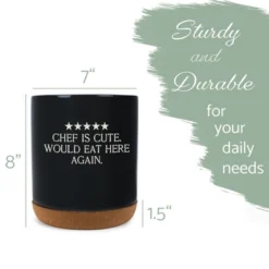 Elanze Designs 5 Five Star Review Chef Culinary Arts Ceramic Cork Bottom Black Large Capacity Utensil Holder Crock For Countertop Storage, Stylish &